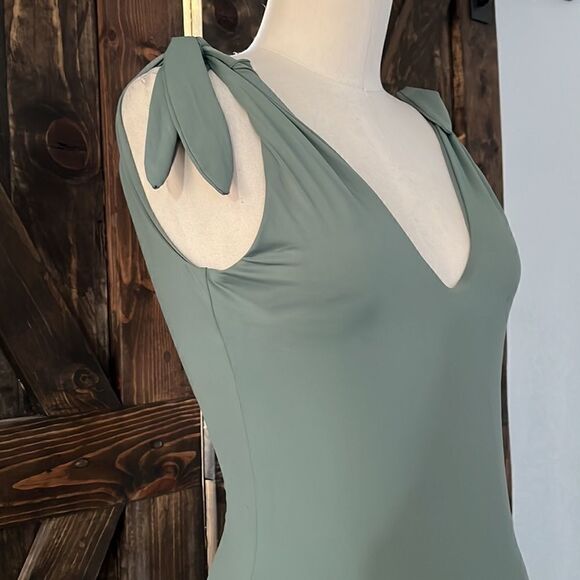 Lucky Brand Womens Swim Shoulder Tie One Piece 3032 Avocado - Picture 6 of 11